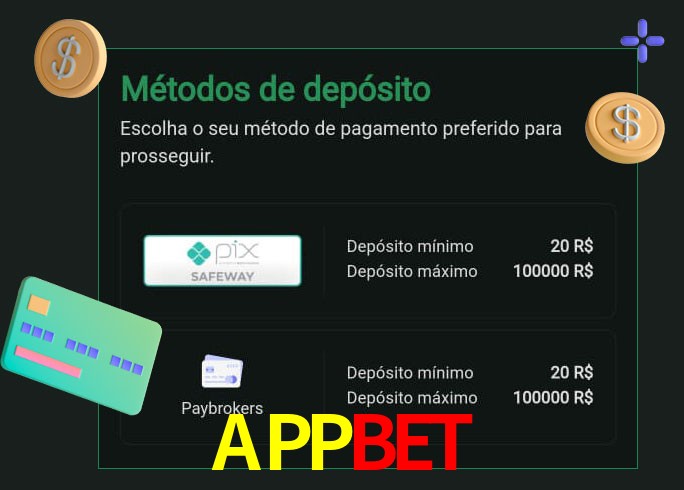 O cassino APPbet oferece uma grande variedade de métodos de pagamento